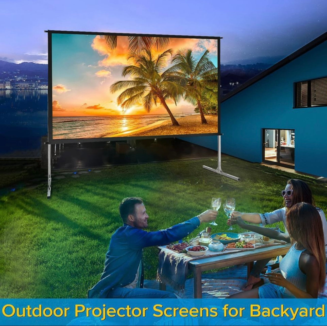 Projector Screen and Stand,JWSIT 100 inch Outdoor Movie Screen(Rear Projection Screen)